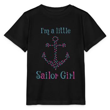 "I'm a little sailor girl" with anchor snares of triangles - Stanley/Stella MINI CREATOR Kids’ T-Shirt - black - Front - Mikhail (115cm)