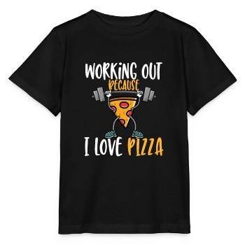 Fitness Funny Working Out Because I Love Pizza - Stanley/Stella MINI CREATOR Kids’ T-Shirt - black - Front - Mikhail (115cm)