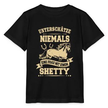 Cavalière femme Shetty cheval équitation cadeau - T-shirt bio MINI CREATOR Stanley/Stella Enfant - noir - Devant - Mikhail (115cm)
