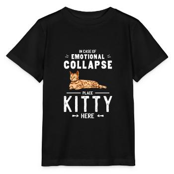 Le chat de l’effondrement émotionnel de placer ici - T-shirt bio MINI CREATOR Stanley/Stella Enfant - noir - Devant - Mikhail (115cm)