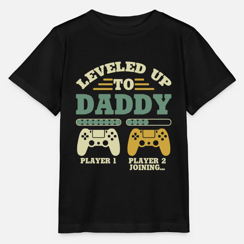 Leveled Up To Daddy Player 1 Player 2 Joining - Stanley/Stella Kinder T-Shirt MINI CREATOR  - Schwarz