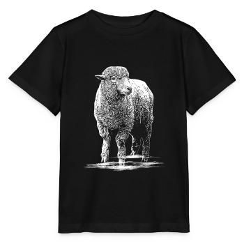 Schaf Illustration Schafbock - Stanley/Stella Kinder T-Shirt MINI CREATOR  - Schwarz - Vorne - Mikhail (115cm)