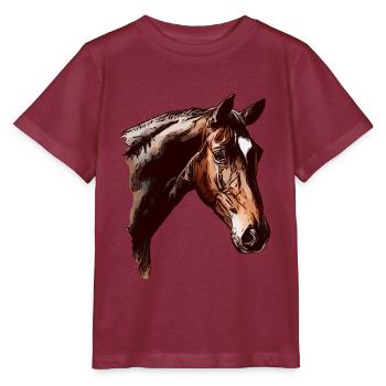 Fille cheval motif animal animal motif dames - T-shirt bio MINI CREATOR Stanley/Stella Enfant - bordeaux - Devant - Kain (125cm)