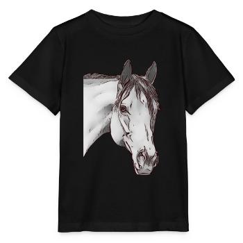 Fille cheval tête d’animaux motif animal - T-shirt bio MINI CREATOR Stanley/Stella Enfant - noir - Devant - Mikhail (115cm)