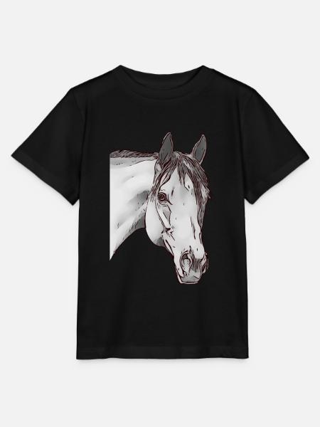 Fille cheval tête d’animaux motif animal - T-shirt bio MINI CREATOR Stanley/Stella Enfant - noir