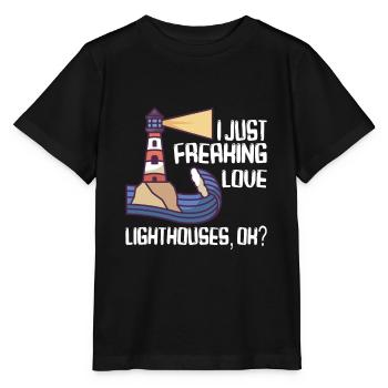 Lighthouse Seaside Nautical I just love lighthouse - Stanley/Stella MINI CREATOR Kids’ T-Shirt - black - Front - Mikhail (115cm)