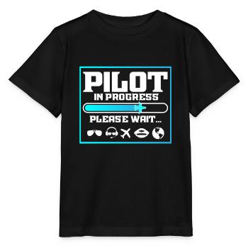 Pilot In Progress Funny Flight School Student - Stanley/Stella MINI CREATOR Kids’ T-Shirt - black - Front - Mikhail (115cm)