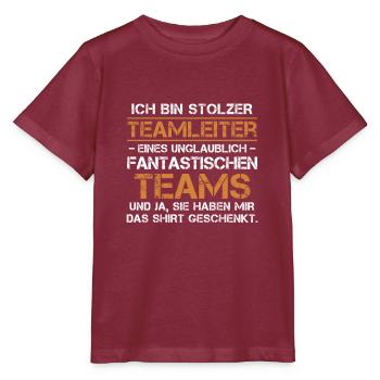 Teamleiter Lustig Team Geschenk Produktionsfirma - Stanley/Stella Kinder T-Shirt MINI CREATOR  - Burgunderrot - Vorne - Kain (125cm)