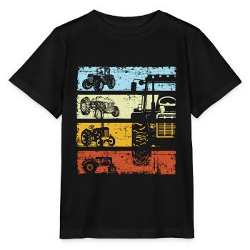 Retro Tractor Farmer Trecker Farmer Vintage - Stanley/Stella MINI CREATOR Kids’ T-Shirt - black - Front - Mikhail (115cm)