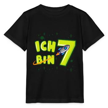 ICH BIN 7 Weltraum Kindergeburtstag 7 Jahre - Stanley/Stella Kinder T-Shirt MINI CREATOR  - Schwarz - Vorne - Mikhail (115cm)