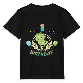 Dino 1 Birthday - Stanley/Stella MINI CREATOR Kids’ T-Shirt - black - Front - Mikhail (115cm)