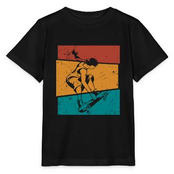 Retro Skater Cool Skateboard Boys Gift - Stanley/Stella MINI CREATOR Kids’ T-Shirt - black - Front - Mikhail (115cm)