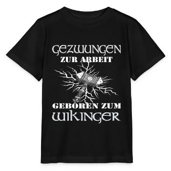 Wikinger Walhalla Geschenk Kostüm - Stanley/Stella Kinder T-Shirt MINI CREATOR  - Schwarz - Vorne - Mikhail (115cm)