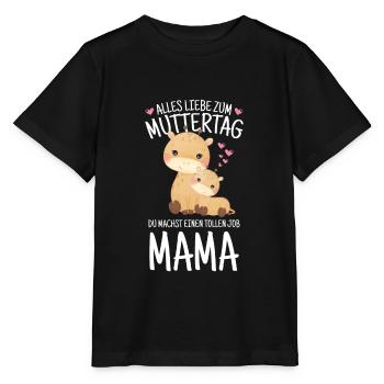 Muttertag Mutter Mummy Erster Giraffe Geschenk - Stanley/Stella Kinder T-Shirt MINI CREATOR  - Schwarz - Vorne - Mikhail (115cm)