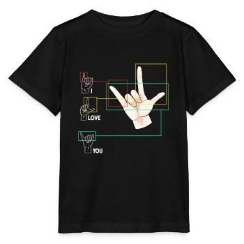 Langue des signes Signes signes SIGNES ASL Je t’aime - T-shirt bio MINI CREATOR Stanley/Stella Enfant - noir - Devant - Mikhail (115cm)