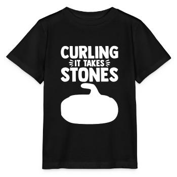 Curling it Takes Stones Curler Curling Stone - Stanley/Stella Kinder T-Shirt MINI CREATOR  - Schwarz - Vorne - Mikhail (115cm)