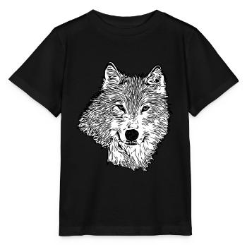 Wolf face imprint animal motif animal face - Stanley/Stella MINI CREATOR Kids’ T-Shirt - black - Front - Mikhail (115cm)