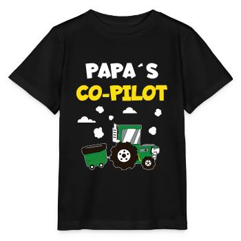 Papas Co-Pilot Landwirt Bauer Traktor - Stanley/Stella Kinder T-Shirt MINI CREATOR  - Schwarz - Vorne - Mikhail (115cm)