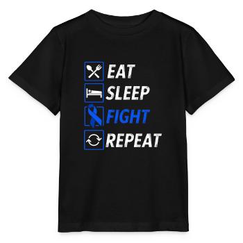 Mangez la lutte contre le sommeil bleu foncé ruban cancer du côlon - T-shirt bio MINI CREATOR Stanley/Stella Enfant - noir - Devant - Mikhail (115cm)