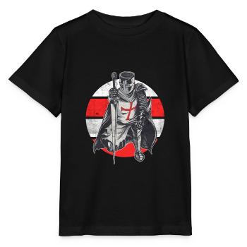 Ritter Rot Weiß Templerorden Mittelalter Rüstung - Stanley/Stella Kinder T-Shirt MINI CREATOR  - Schwarz - Vorne - Mikhail (115cm)