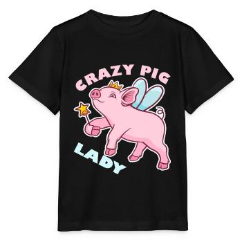 Crazy Pig Dame Rose cochon cadeau - T-shirt bio MINI CREATOR Stanley/Stella Enfant - noir - Devant - Mikhail (115cm)