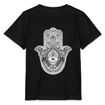 Hamsa hand Talisman symbole du bonheur et de l’amour - T-shirt bio MINI CREATOR Stanley/Stella Enfant - noir - Devant - Mikhail (115cm)