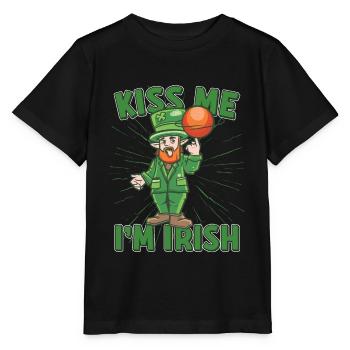 Kiss Me Im Irish Basketball Player Kiss me Im - Stanley/Stella Kinder T-Shirt MINI CREATOR  - Schwarz - Vorne - Mikhail (115cm)