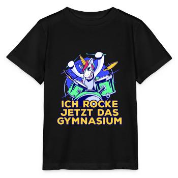 Gymnasiast Schulwechsel zum Gymnasium Schlagzeug - Stanley/Stella Kinder T-Shirt MINI CREATOR  - Schwarz - Vorne - Mikhail (115cm)