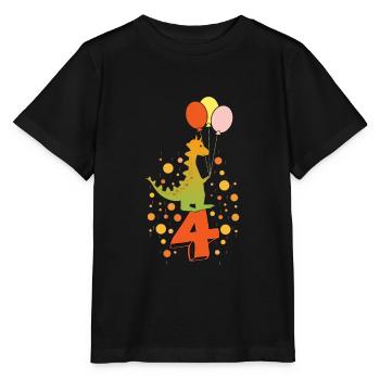 Dino 4 birthday - Stanley/Stella MINI CREATOR Kids’ T-Shirt - black - Front - Mikhail (115cm)