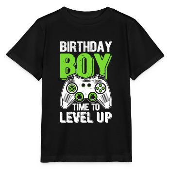 Birthday Boy Time to Level Up - Stanley/Stella Kinder T-Shirt MINI CREATOR  - Schwarz - Vorne - Mikhail (115cm)