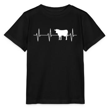 Cow Heartbeat Shirt - Stanley/Stella MINI CREATOR Kids’ T-Shirt - black - Front - Mikhail (115cm)