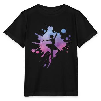 Ballerina Ballet Dancer Farbklecks - Stanley/Stella MINI CREATOR Kids’ T-Shirt - black - Front - Mikhail (115cm)