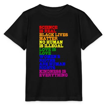NO HUMAN IS ILLEGAL LGBT Pride Gay Pride Month - T-shirt bio MINI CREATOR Stanley/Stella Enfant - noir - Devant - Mikhail (115cm)