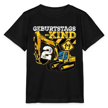 Bagger Baustelle Geburtstag 2 Jahre Geschenk Bau - Stanley/Stella Kinder T-Shirt MINI CREATOR  - Schwarz - Vorne - Mikhail (115cm)