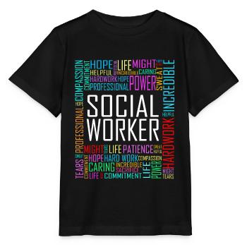 Love Social Worker Hero - Charitable Social Work - T-shirt bio MINI CREATOR Stanley/Stella Enfant - noir - Devant - Mikhail (115cm)