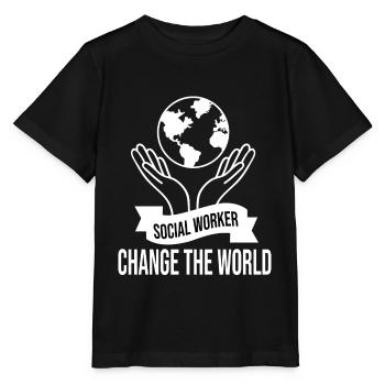Love Social Worker Hero - Charitable Social Work - T-shirt bio MINI CREATOR Stanley/Stella Enfant - noir - Devant - Mikhail (115cm)