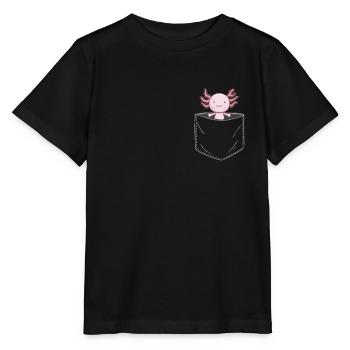 Axolotl mignon axolotl dans la poche de poitrine kawaii - T-shirt bio MINI CREATOR Stanley/Stella Enfant - noir - Devant - Mikhail (115cm)