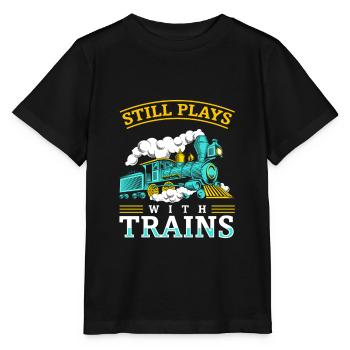 Still Plays With Trains Modeleisenbahn - Stanley/Stella Kinder T-Shirt MINI CREATOR  - Schwarz - Vorne - Mikhail (115cm)