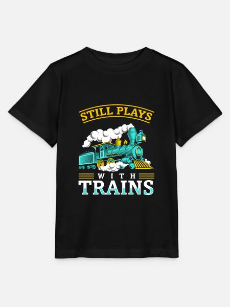Still Plays With Trains Modeleisenbahn - Stanley/Stella Kinder T-Shirt MINI CREATOR - Schwarz