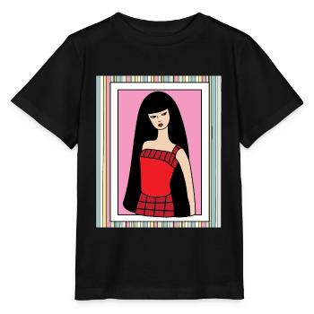 Bunte Retro Puppe - Stanley/Stella Kinder T-Shirt MINI CREATOR  - Schwarz - Vorne - Mikhail (115cm)