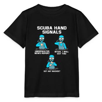 Plongeur Main Signe Scuba Diving - T-shirt bio MINI CREATOR Stanley/Stella Enfant - noir - Devant - Mikhail (115cm)
