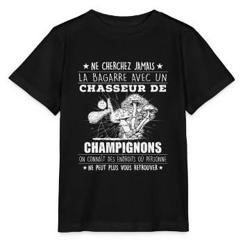 Cadeau Chasseur De Champignon Humour - T-shirt bio MINI CREATOR Stanley/Stella Enfant - noir - Devant - Mikhail (115cm)
