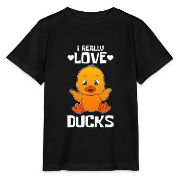 Doux canard J’aime vraiment les canards ! - T-shirt bio MINI CREATOR Stanley/Stella Enfant - noir - Devant - Mikhail (115cm)
