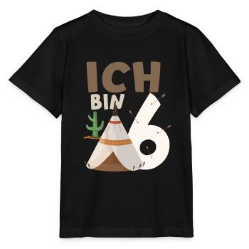 6. Geburtstag Indianer Ich bin 6 Jahre Tipi Kinder - Stanley/Stella Kinder T-Shirt MINI CREATOR  - Schwarz - Vorne - Mikhail (115cm)