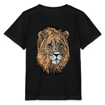 Lion's head Africa animal motif predator imprint art - Stanley/Stella MINI CREATOR Kids’ T-Shirt - black - Front - Mikhail (115cm)