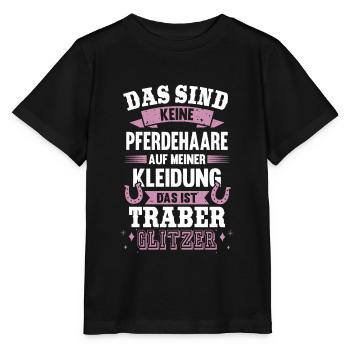 Traber Glitzer Pferdehaare Pferd Reiter - Stanley/Stella Kinder T-Shirt MINI CREATOR  - Schwarz - Vorne - Mikhail (115cm)