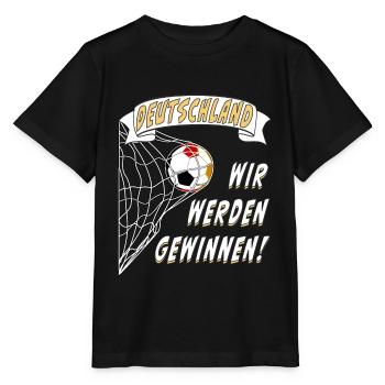 FUßBALL NETZ DEUTSCHLAND WIR WERDEN GEWINNEN - Stanley/Stella Kinder T-Shirt MINI CREATOR  - Schwarz - Vorne - Mikhail (115cm)