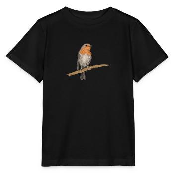 Rouge-gorge i chasseur d’oiseau bois motif pour - T-shirt bio MINI CREATOR Stanley/Stella Enfant - noir - Devant - Mikhail (115cm)