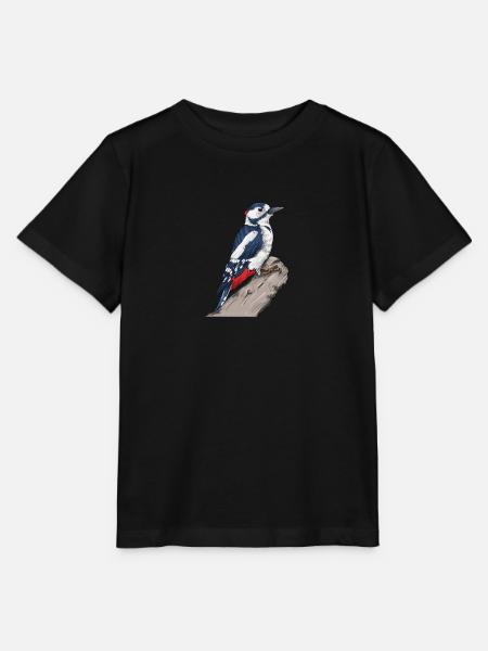 Buntspecht I Vogel Jäger Wald Motiv für - Stanley/Stella Kinder T-Shirt MINI CREATOR - Schwarz