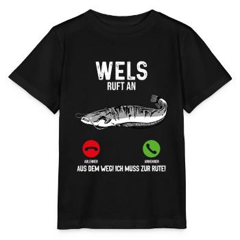 Wels Angeln - Stanley/Stella Kinder T-Shirt MINI CREATOR  - Schwarz - Vorne - Mikhail (115cm)
